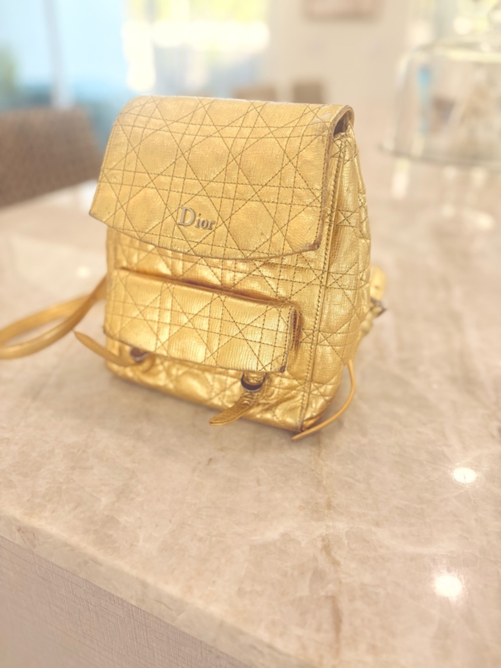 Dior Metallic Gold Quilted Bag - Picture 1 of 10